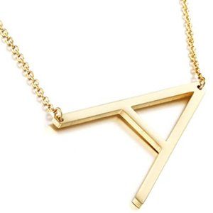 A B C D E Stainless Steel Gold Initial Necklace